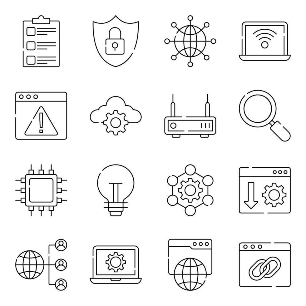 Pack of Networking and Communication Linear Icons vector