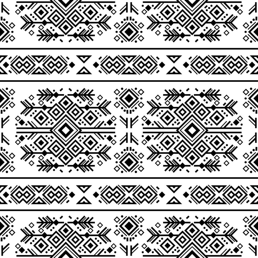 Seamless Navajo tribal black and white pattern. Ethnic vector ornament.