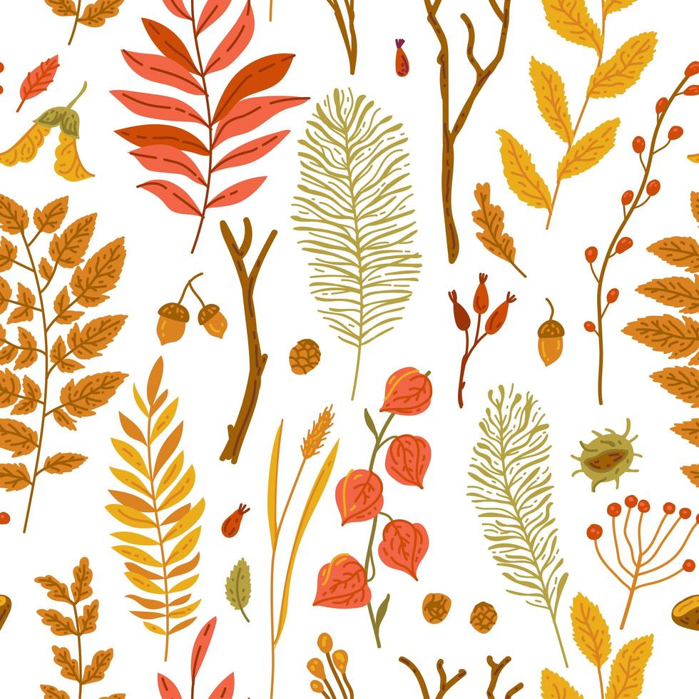 Autumn leaves seamless pattern wallpaper image. Vector illustration