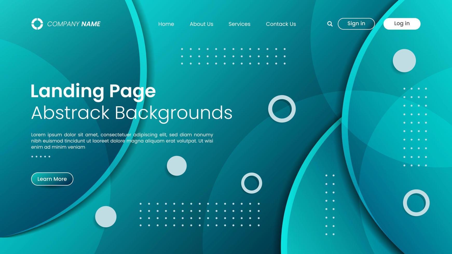 Website landing page design with abstract background vector