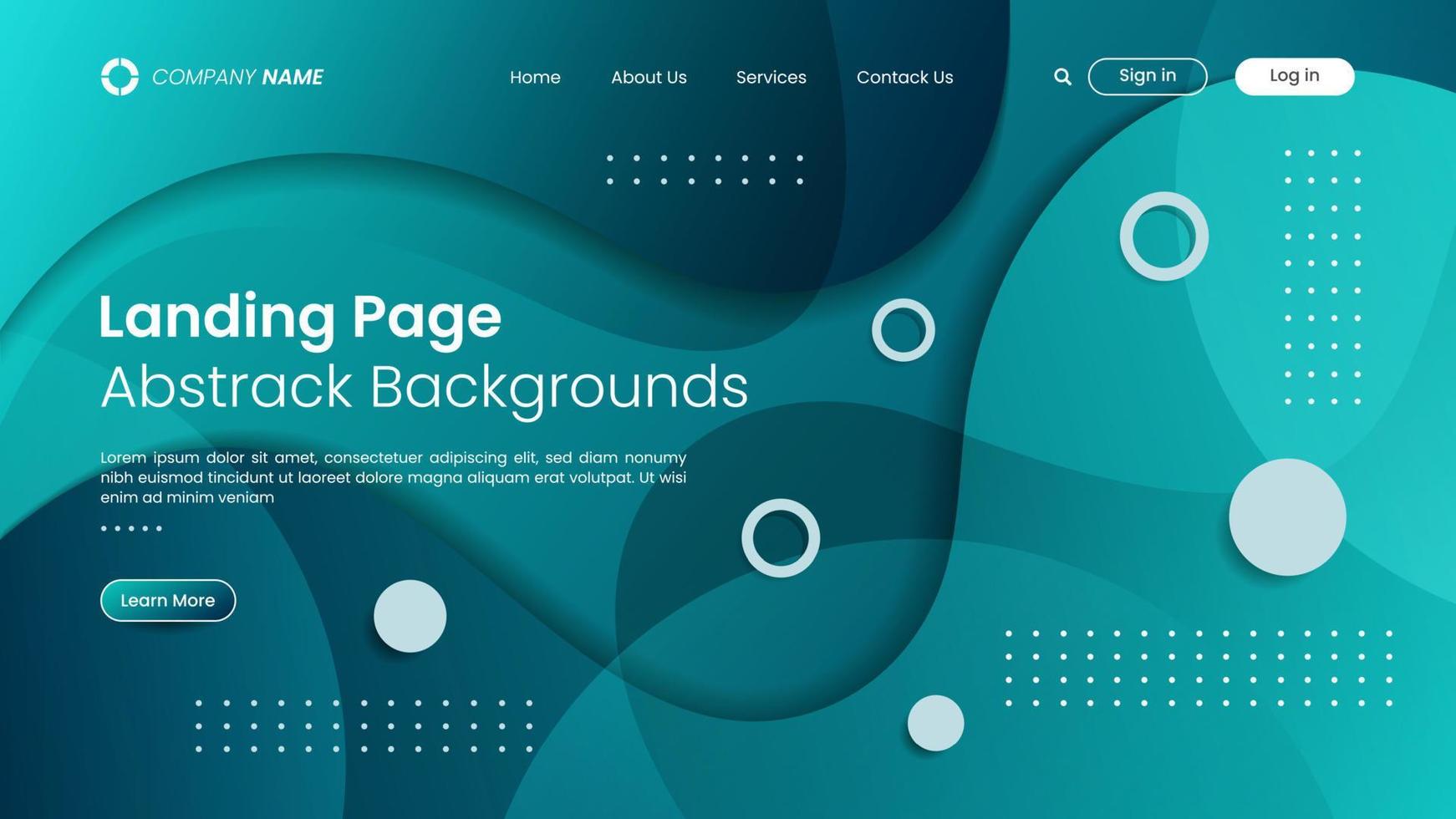 Website landing page design with abstract background vector