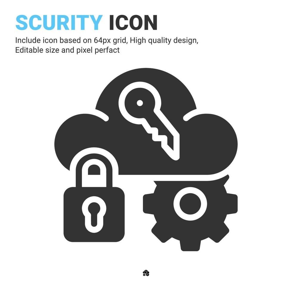 vector de icono de seguridad con estilo de glifo aislado sobre fondo blanco. ilustración vectorial servidor protegido signo símbolo icono concepto para digital, logotipo, industria, tecnología, aplicaciones, web y proyecto