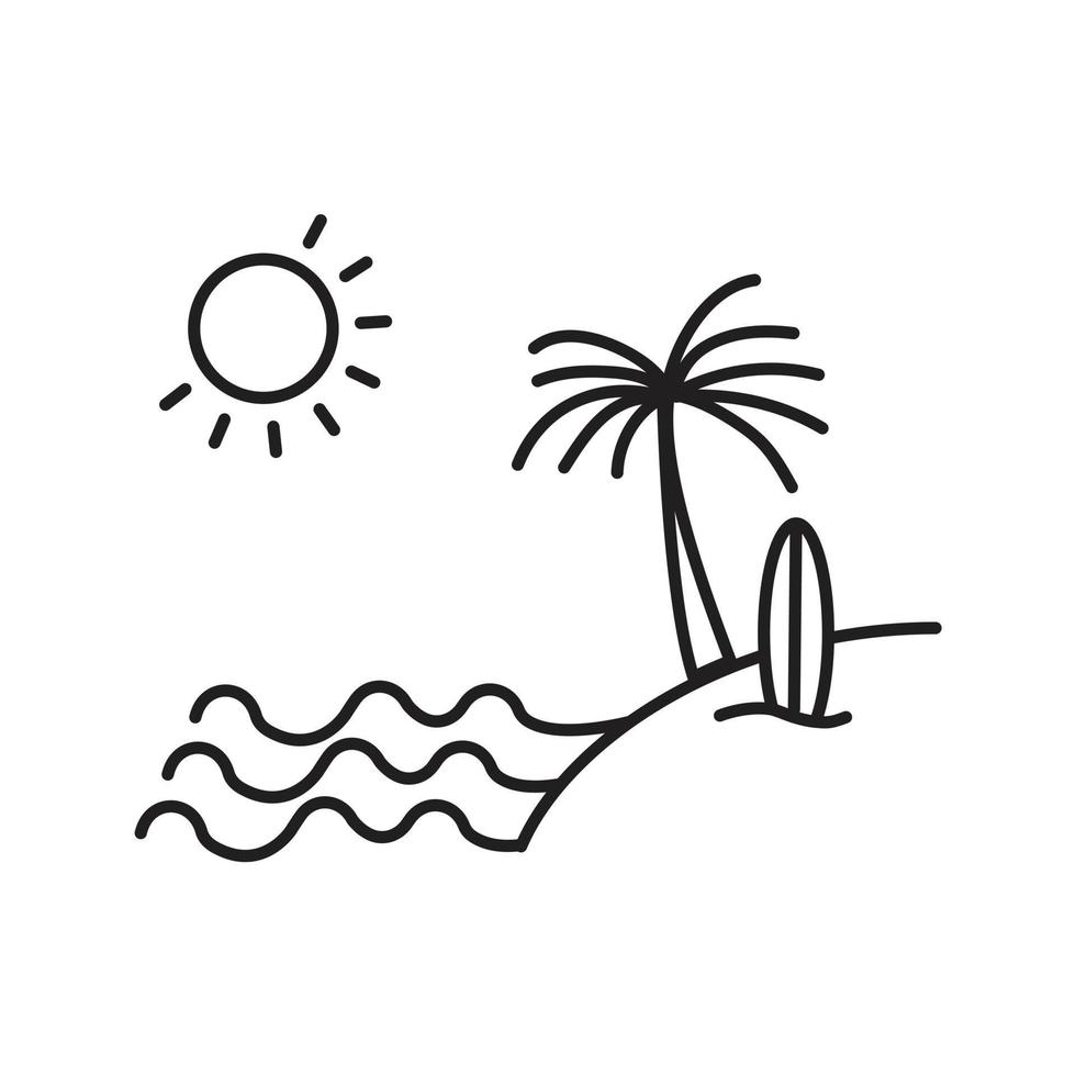 vector de icono de símbolo de verano de surf de playa para web, presentación, logotipo, infografía, negocios, idea, inspiración, alimentación, historia, asociación, cliente, vacaciones