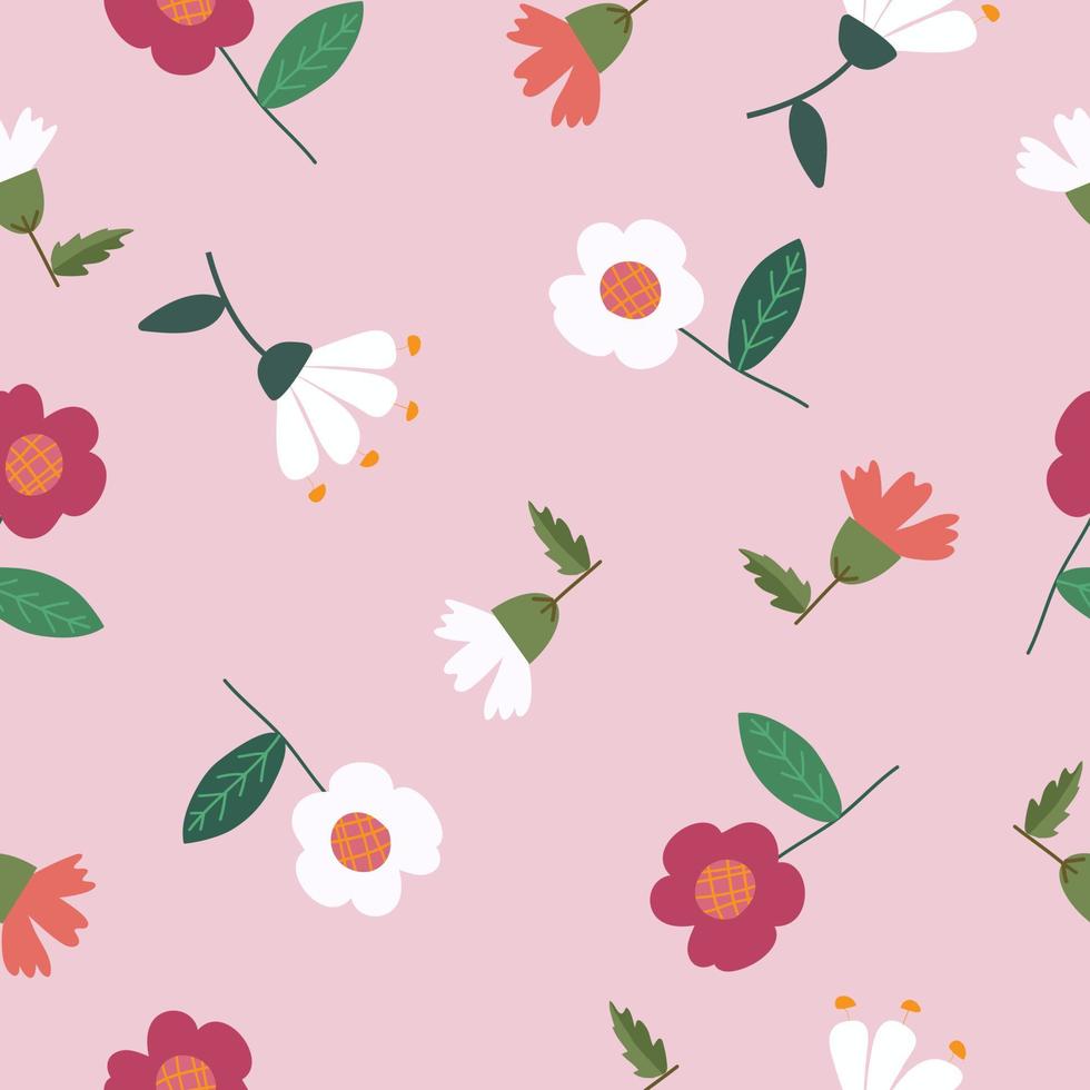 Seamless cute fresh floral pattern background vector