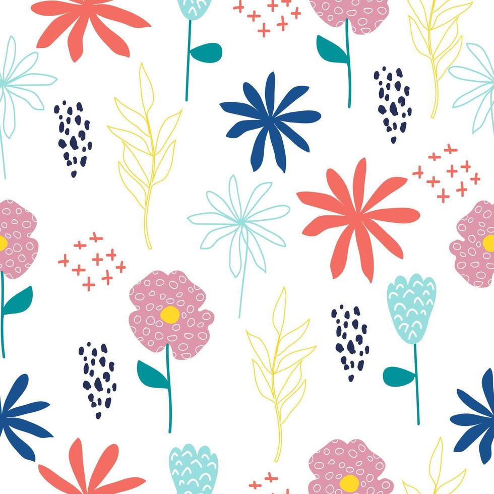 Seamless hand drawn cute floral  pattern background vector
