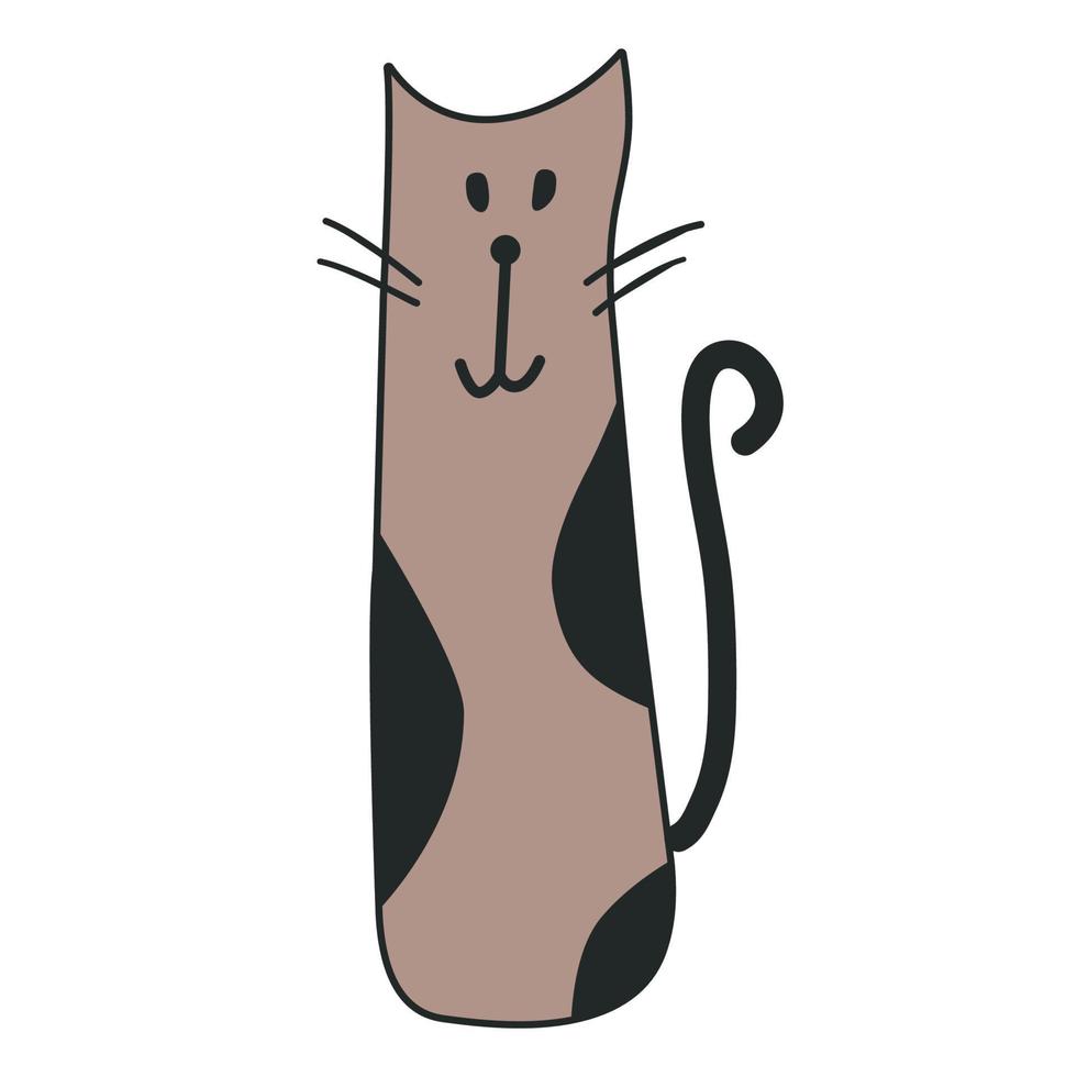 lindo gato peculiar de dibujos animados vector