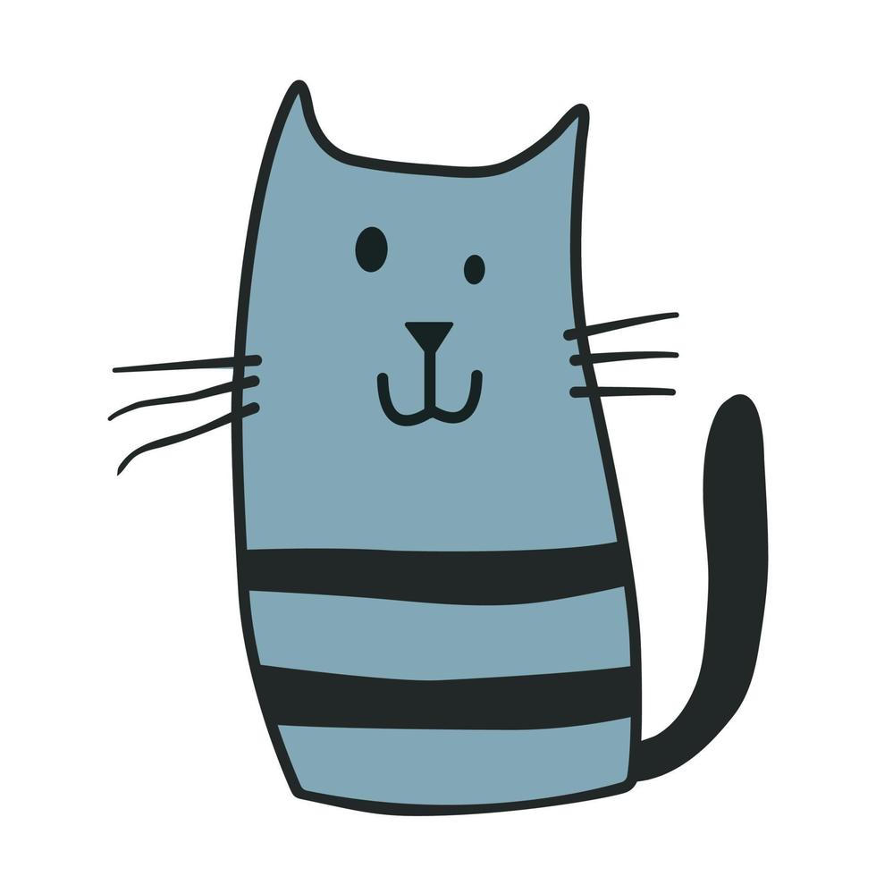 lindo gato peculiar de dibujos animados vector