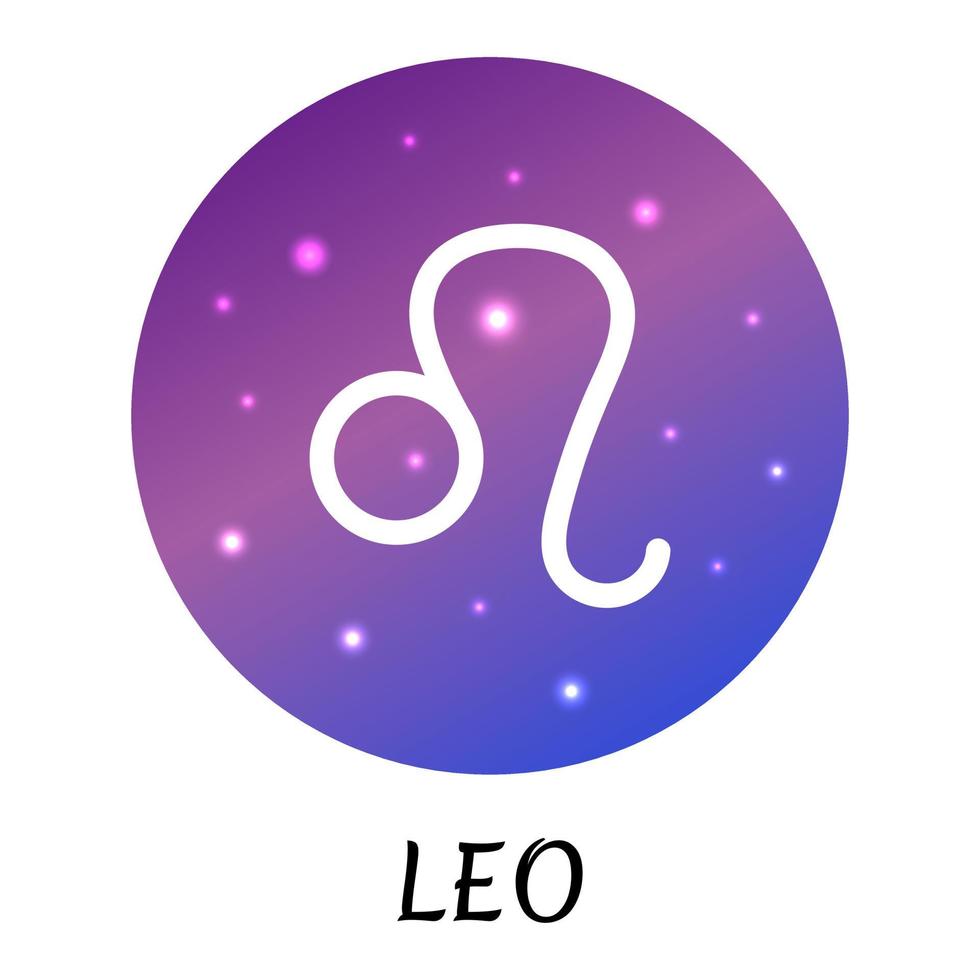 Zodiac sign Leo isolated. Vector icon. Zodiac symbol with starry gradient design. Astrological element