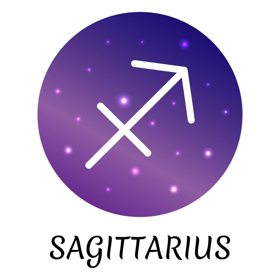 Zodiac sign Sagittarius isolated. Vector icon. Zodiac symbol with starry gradient design. Astrological element