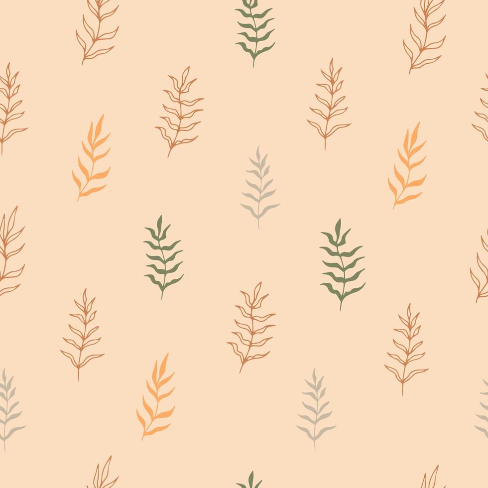 Seamless vector pattern with minimal boho plants