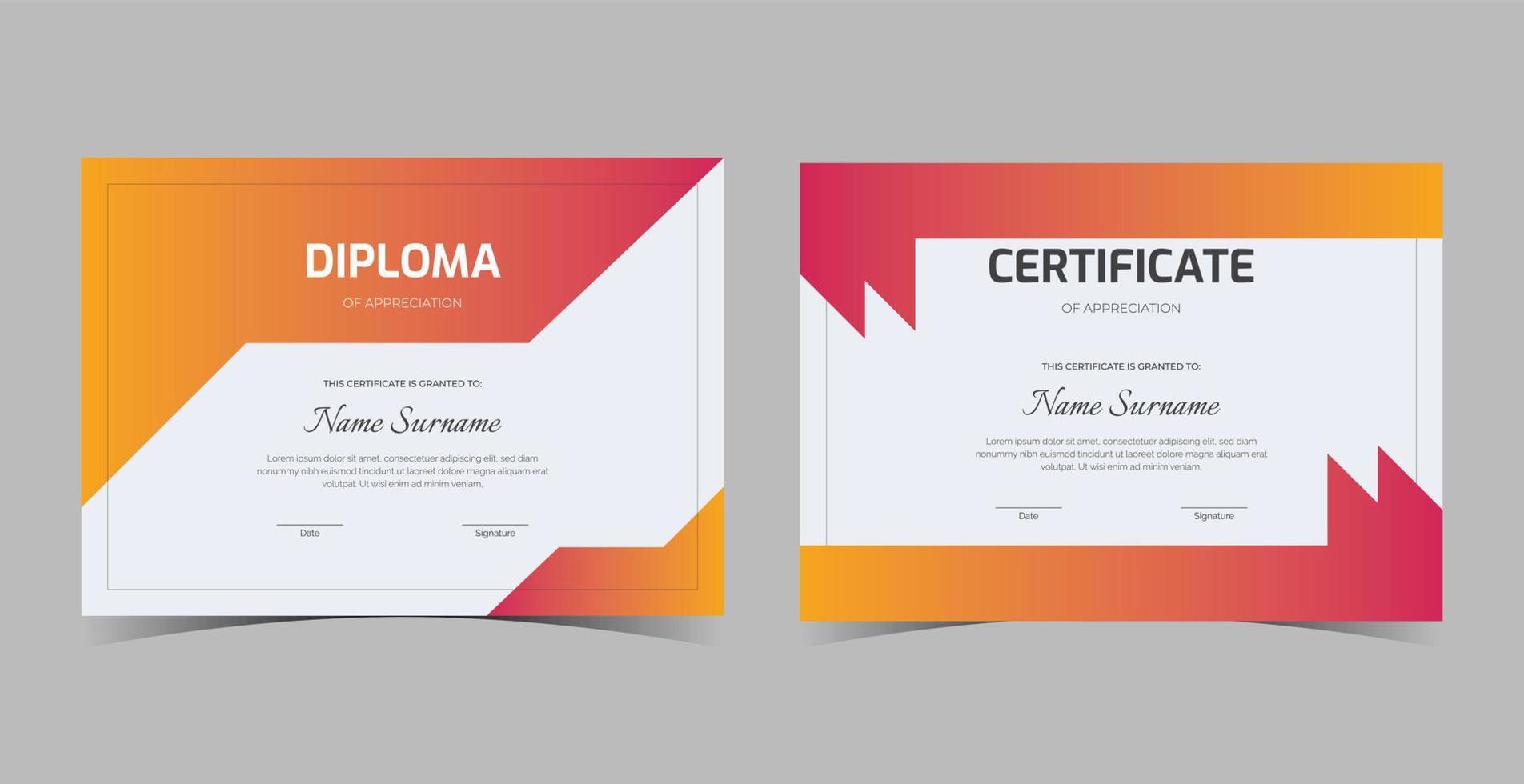 plantilla de certificado de diploma profesional, plantilla de certificado de reconocimiento, certificado de logros, plantilla de diploma de premios vector