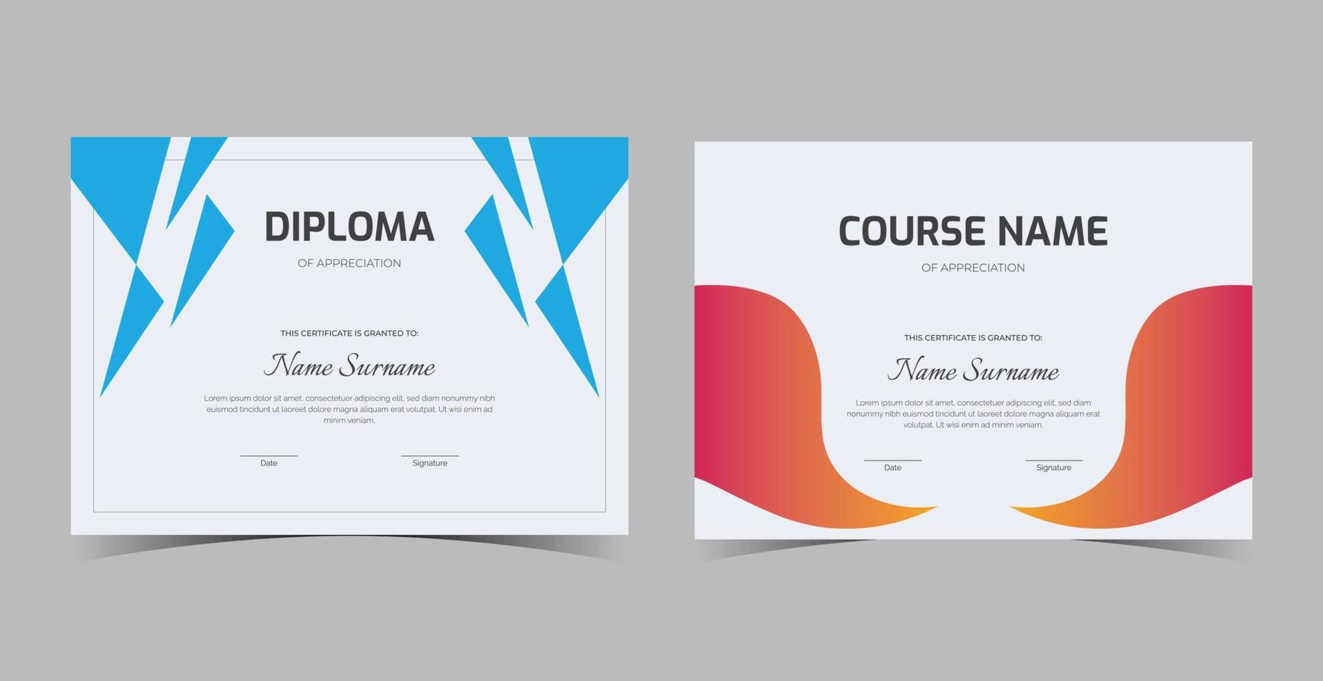 Professional diploma certificate template,Certificate of Appreciation template, certificate of achievement, awards diploma template vector