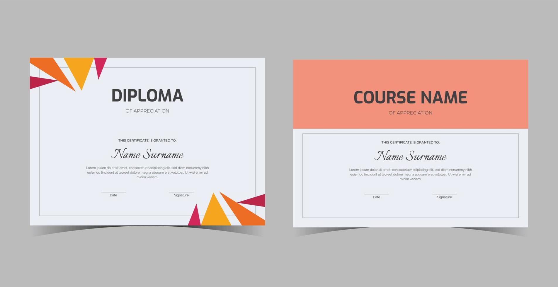 plantilla de certificado de diploma profesional, plantilla de certificado de reconocimiento, certificado de logros, plantilla de diploma de premios vector