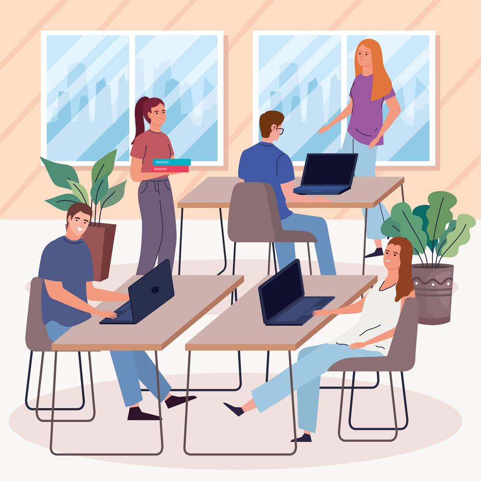 group workers in workplace vector