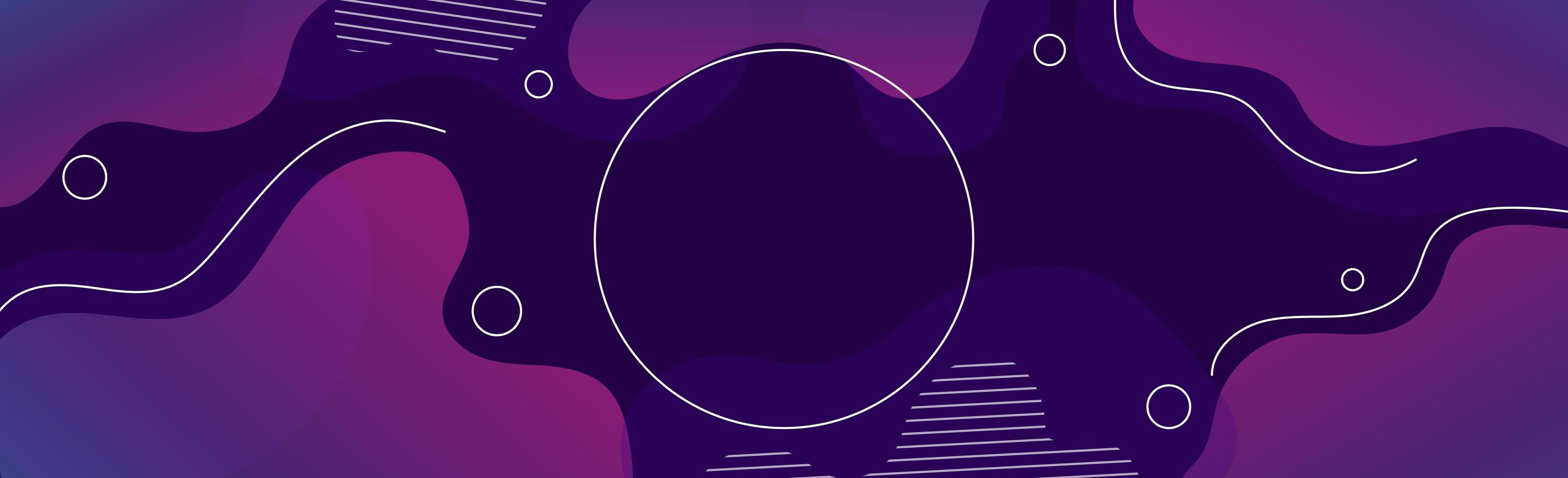 Minimal geometric purple abstract background, dynamic shape panoramic web composition template - Vector