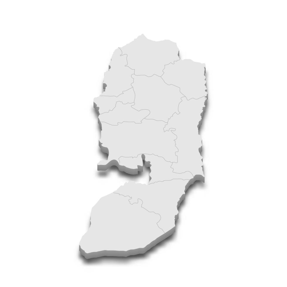 3d map with borders of regions vector