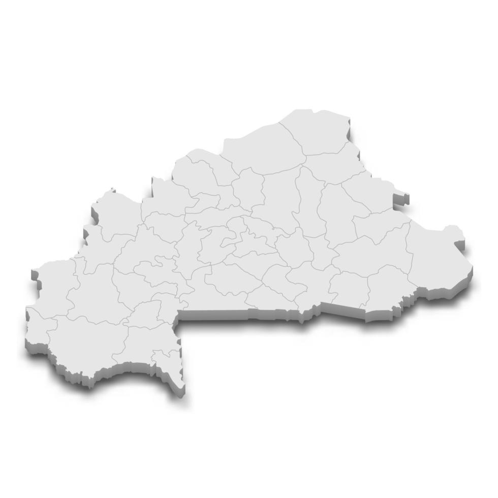 3d map with borders of regions vector