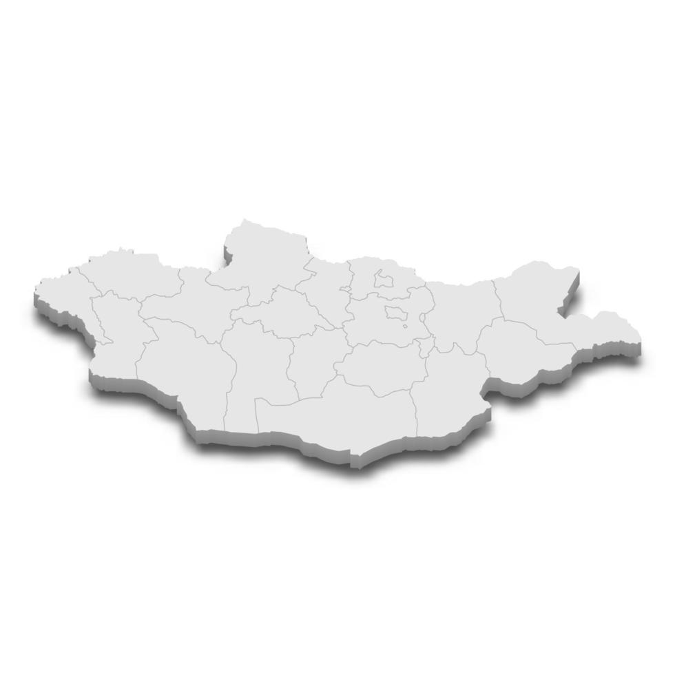 3d map with borders of regions vector