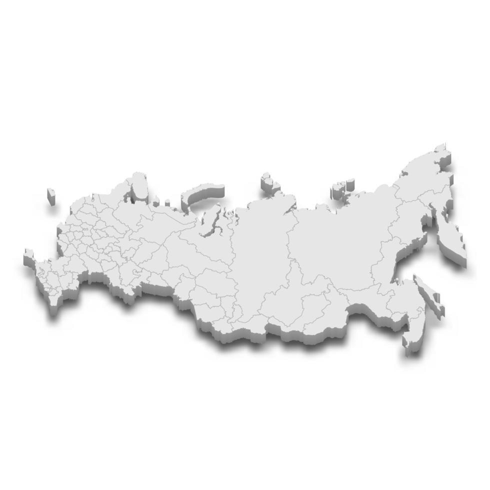 3d map with borders of regions vector