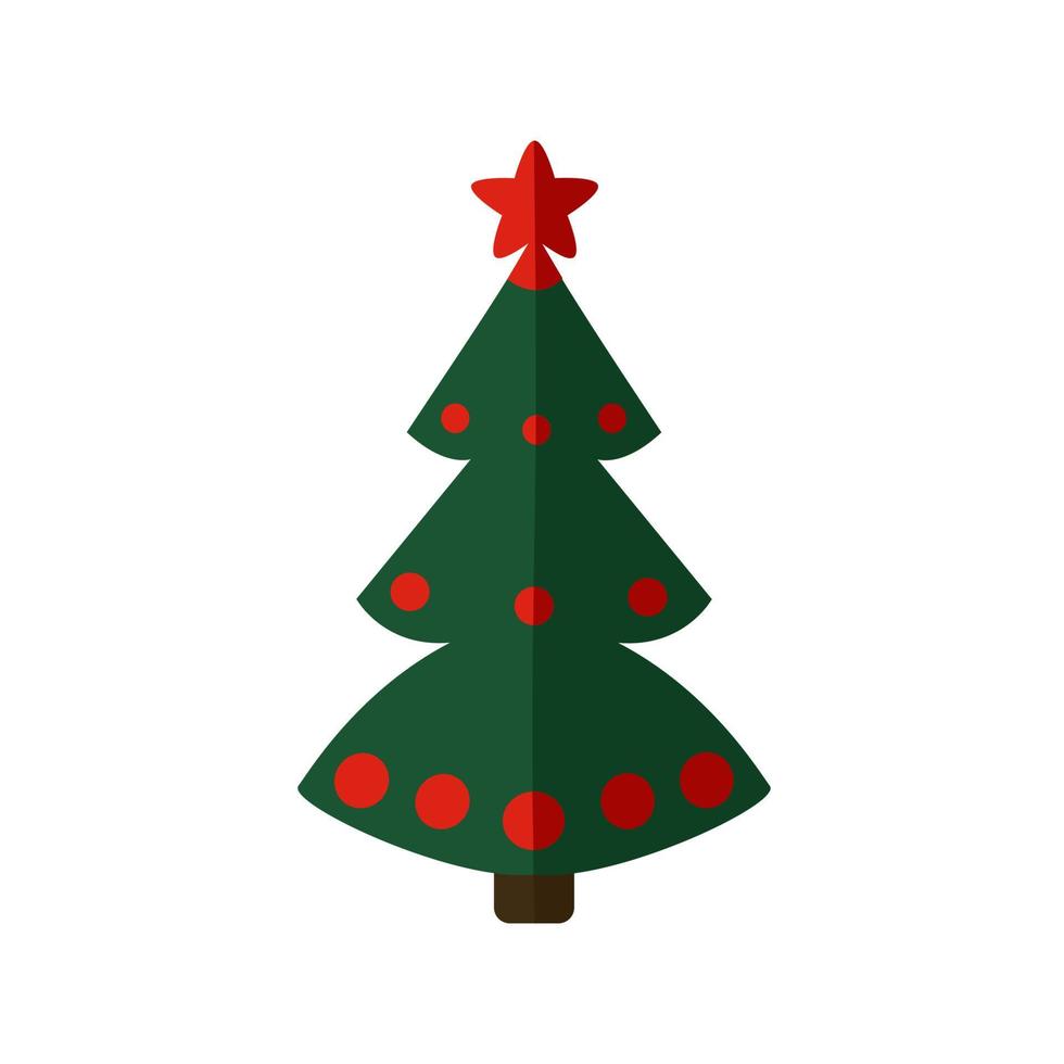 Christmas tree decorated with a star and balls, New Year. vector