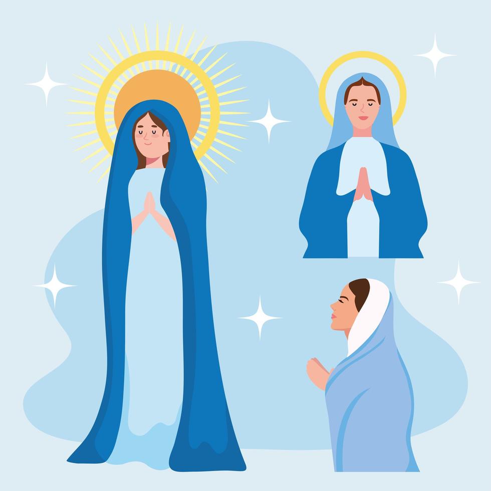 asunción de maría conjunto de iconos vector