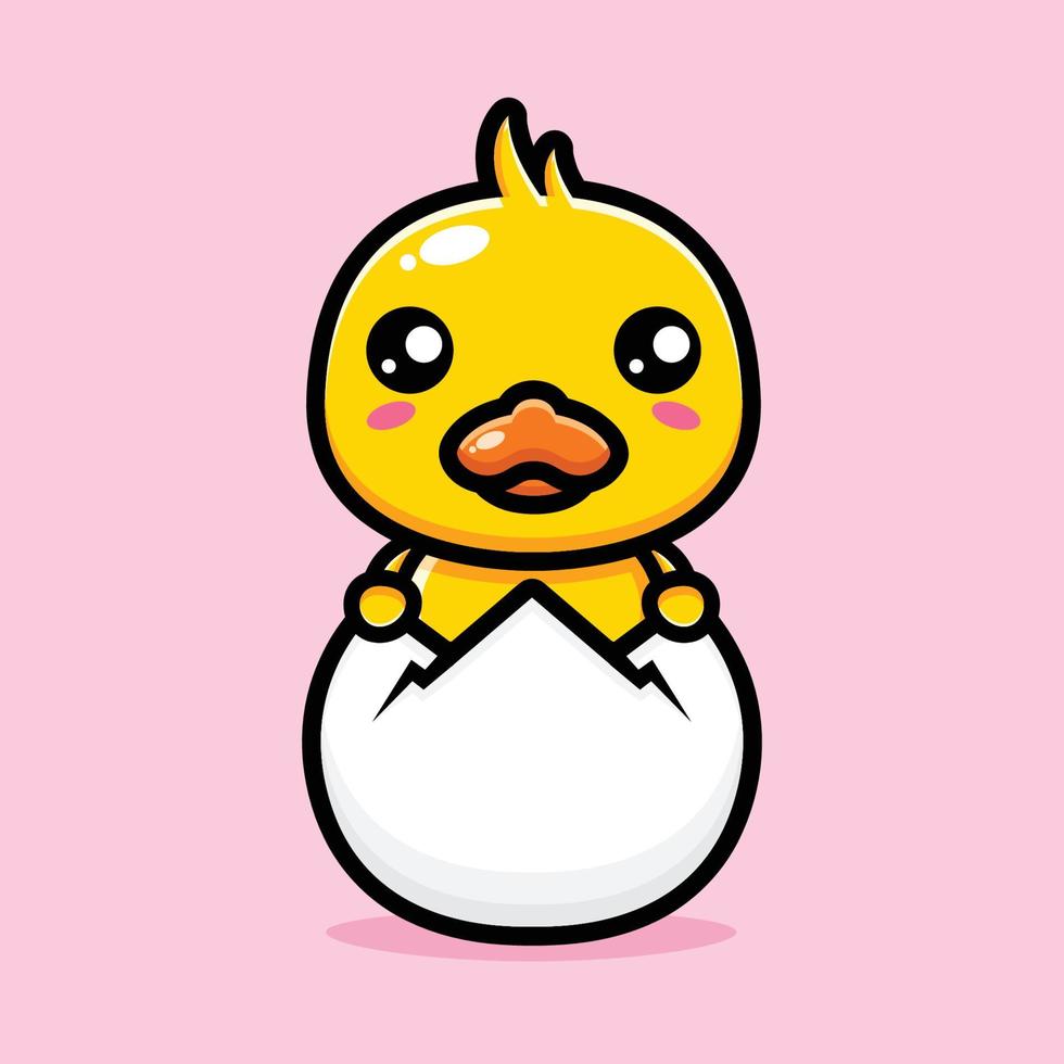 cute duck just came out of the egg shell vector