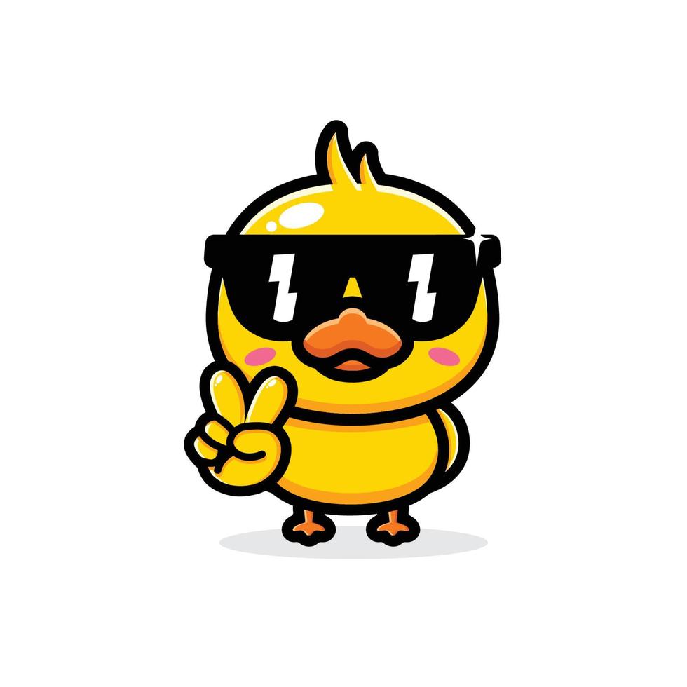 cute duck mascot character design vector