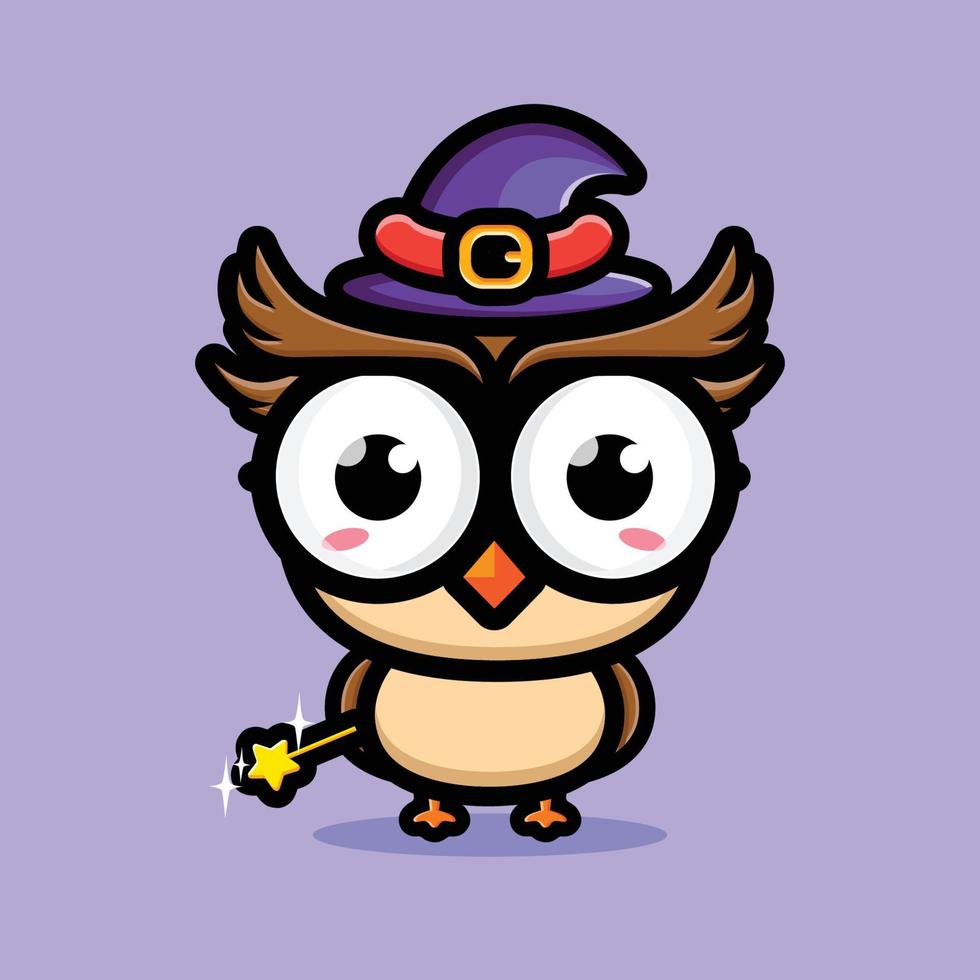 cute owl mascot character design vector