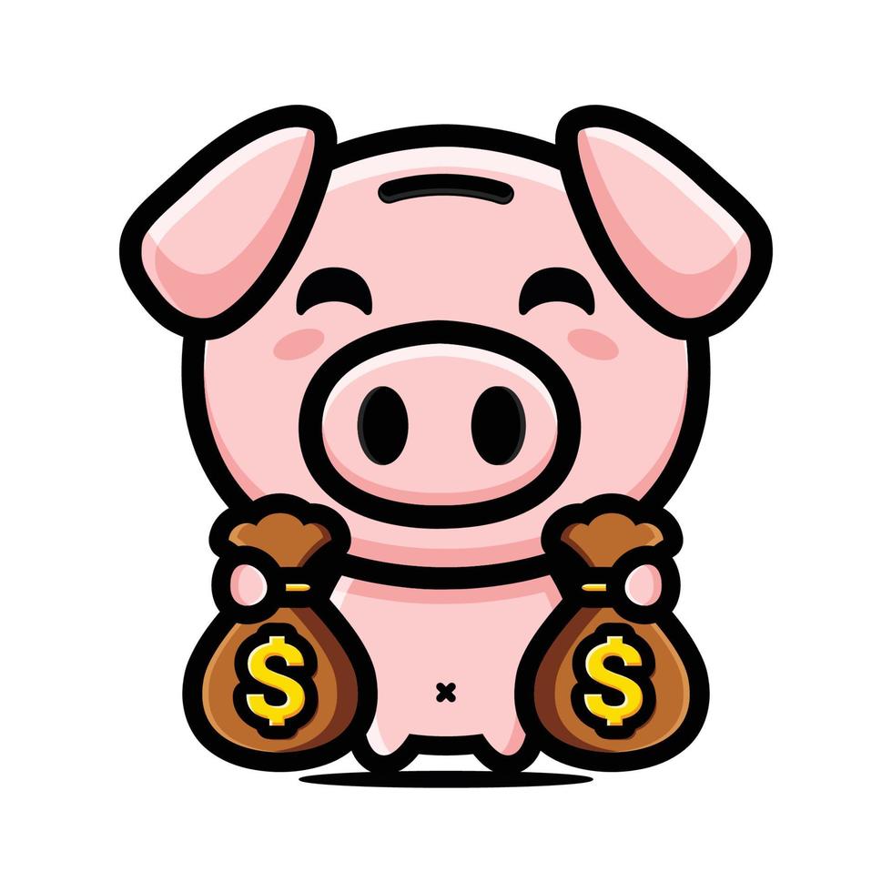 rich pig mascot character design vector