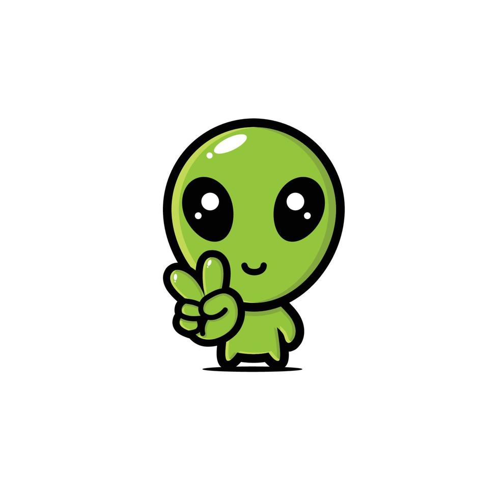 cute alien mascot character design vector