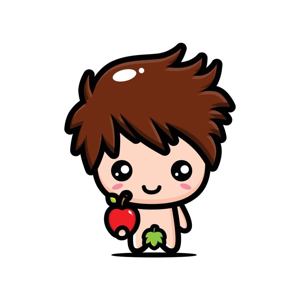 cute adam cartoon character design vector