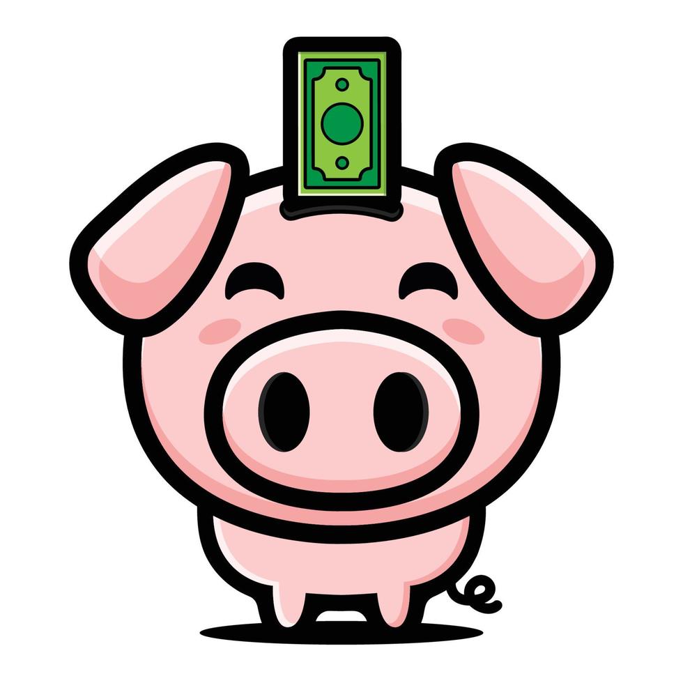 save money in cute piggy bank vector