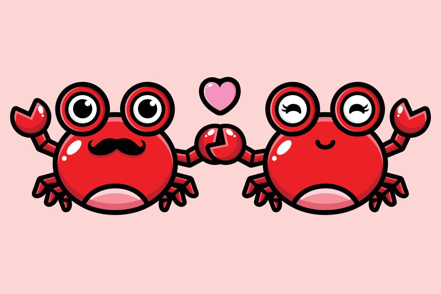 a pair of cute crabs in love with each other vector