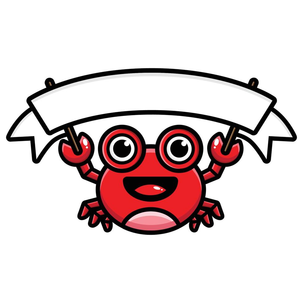 cute crab holding a blank text board vector