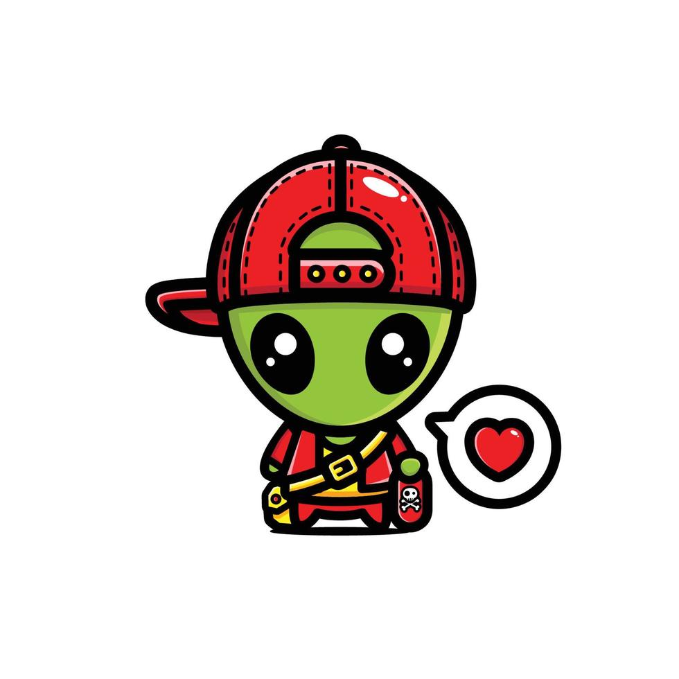 cute alien mascot character design vector