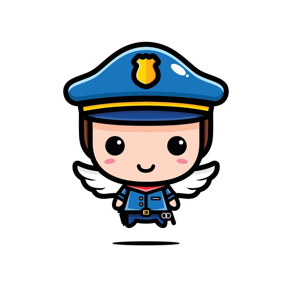 cute police chibi character design vector