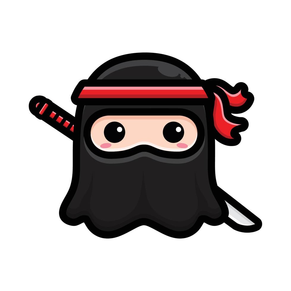 diseño lindo fantasma en forma de ninja vector