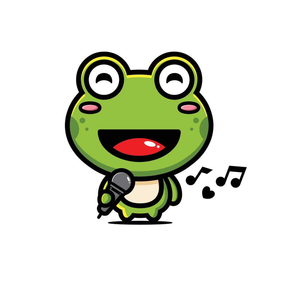 cute frog is singing happily vector