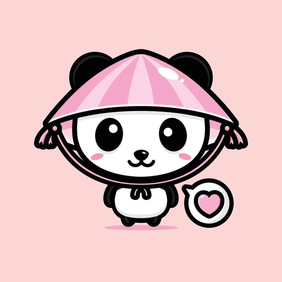 diseño lindo del vector de la mascota del panda