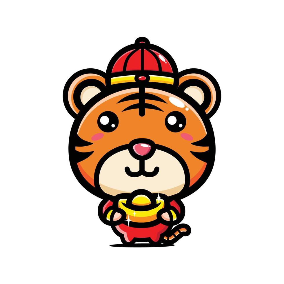 cute tiger mascot character design vector