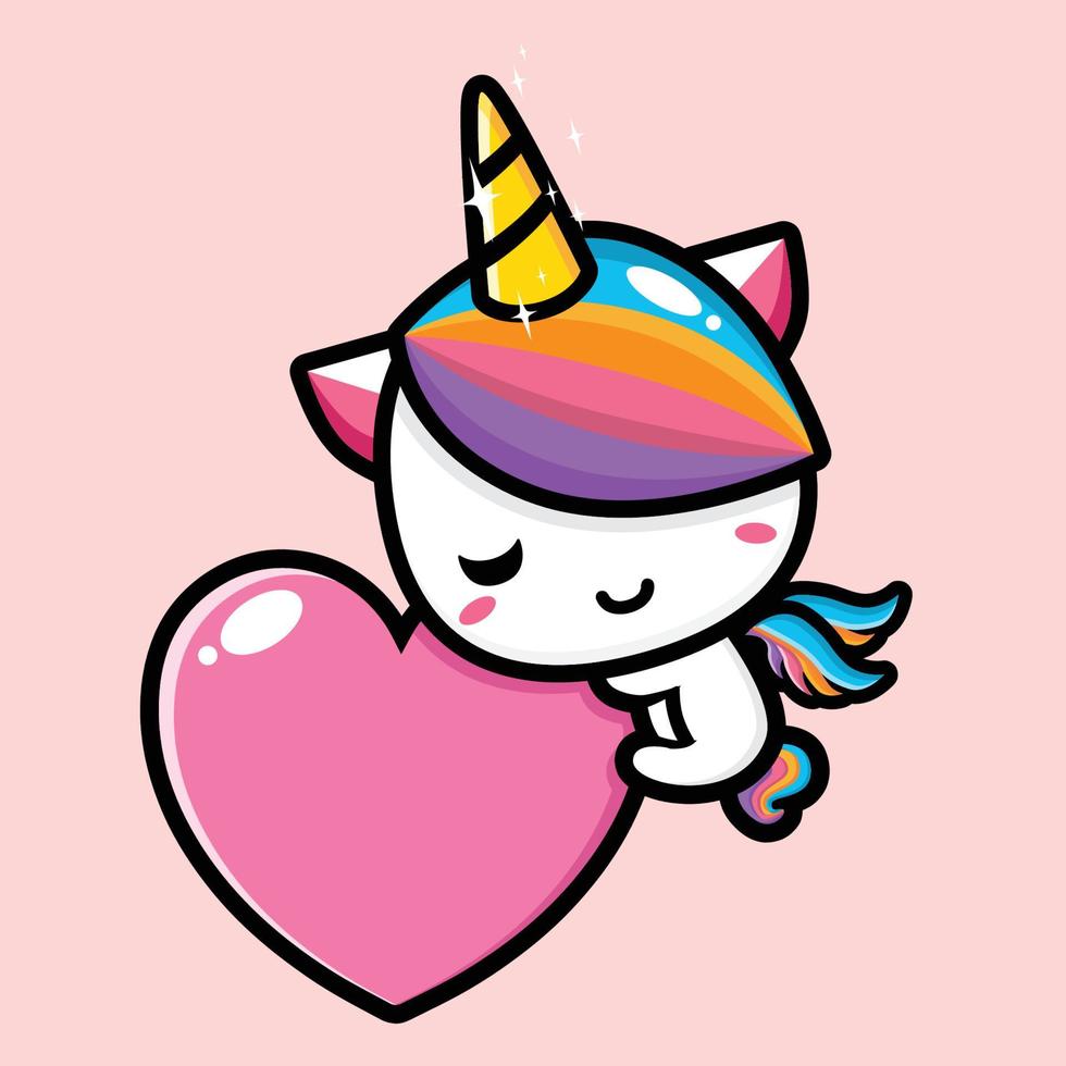 diseño lindo del vector de la mascota del unicornio