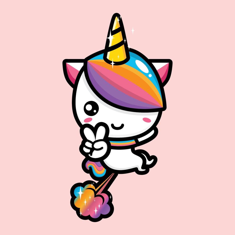 diseño lindo del vector de la mascota del unicornio