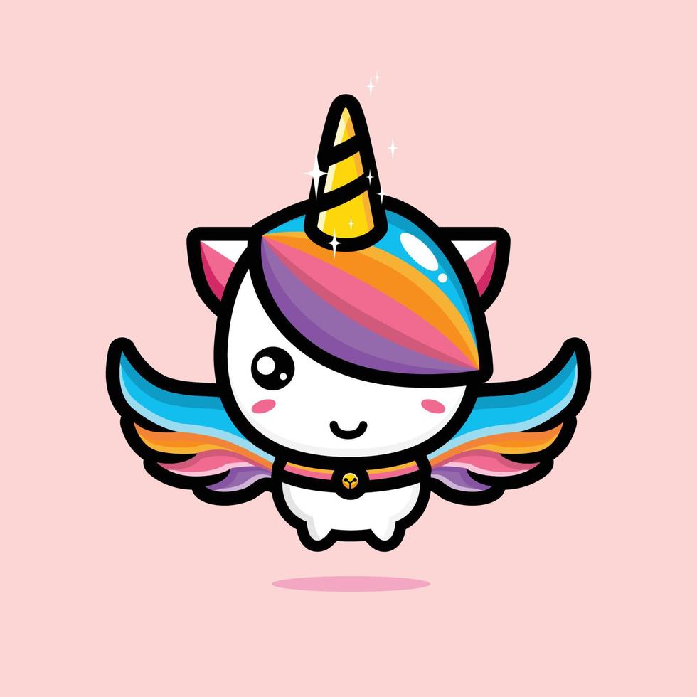 diseño lindo del vector de la mascota del unicornio