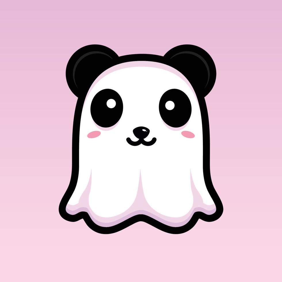 cute panda ghost character design vector