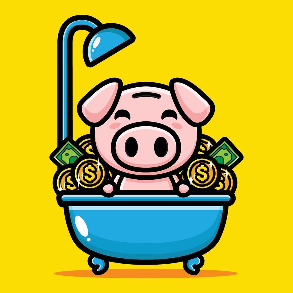 rich pig mascot character design vector