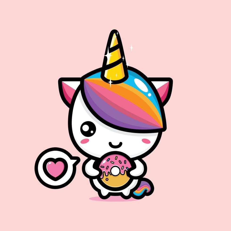 diseño lindo del vector de la mascota del unicornio