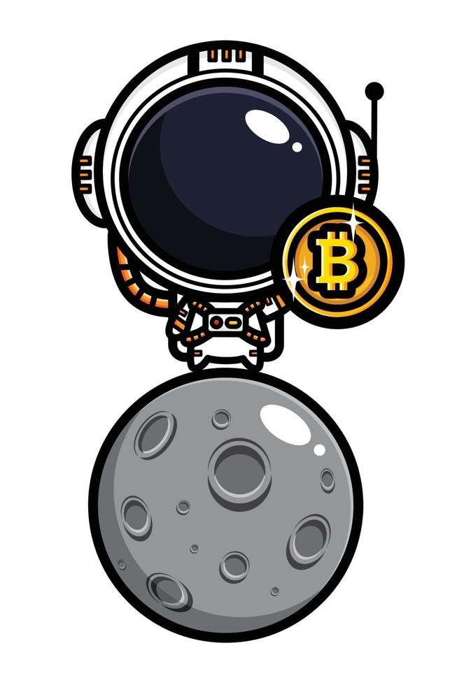 vector design of astronauts holding bitcoin on the moon