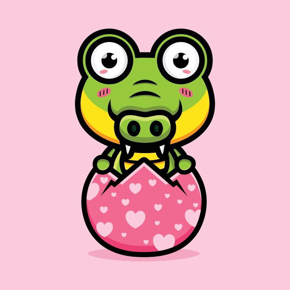 cute crocodile just hatched from egg vector