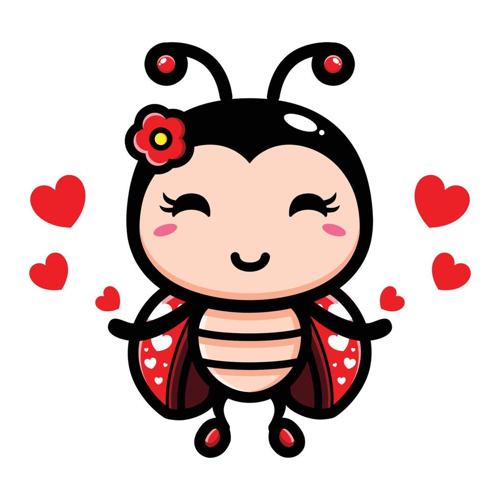 cute ladybug with love heart pattern vector