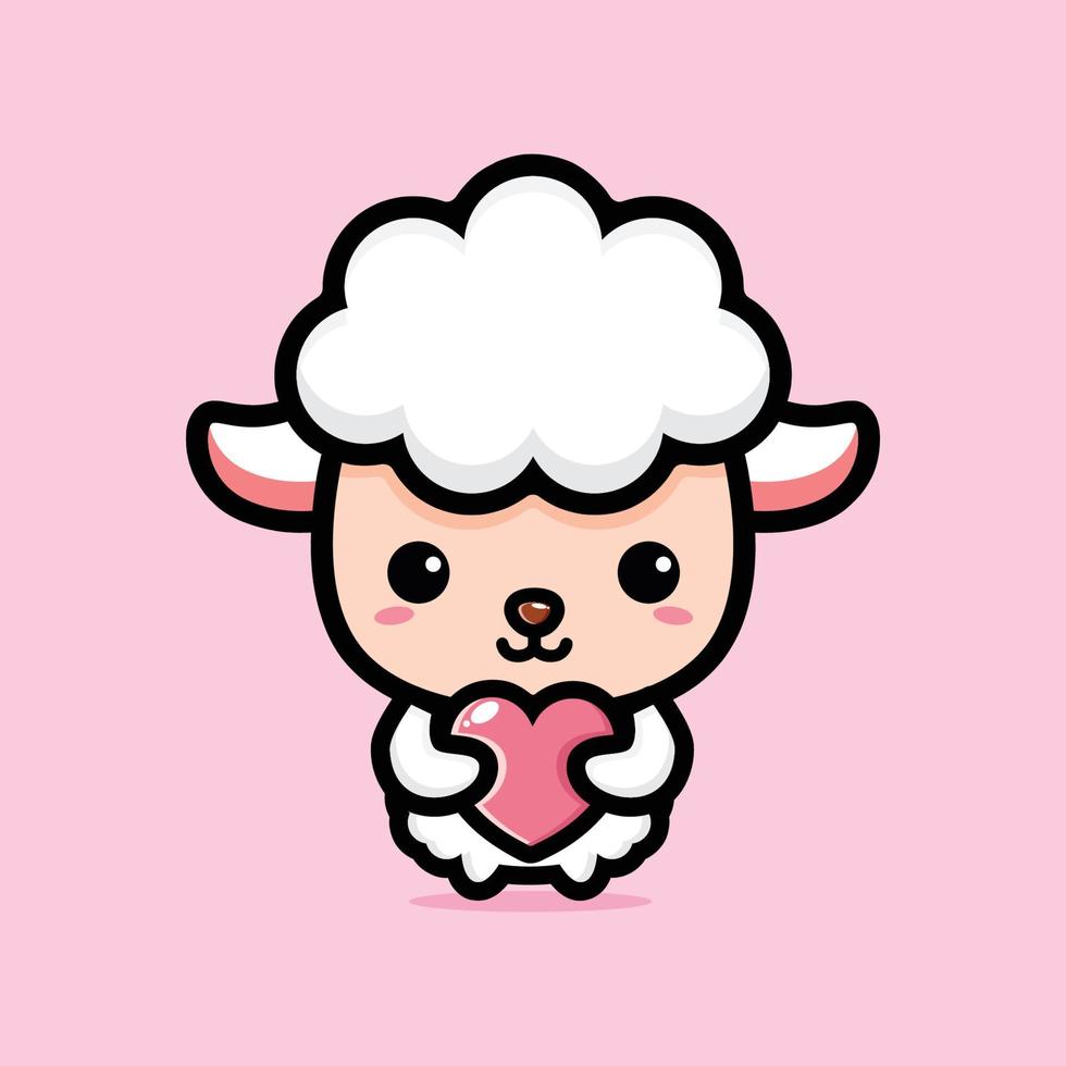 cute sheep mascot character design vector